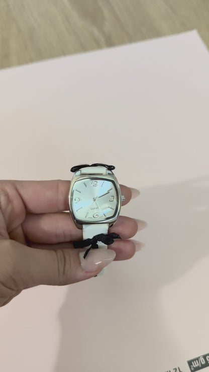 White Quartz Watch with Ribbons 8 inches